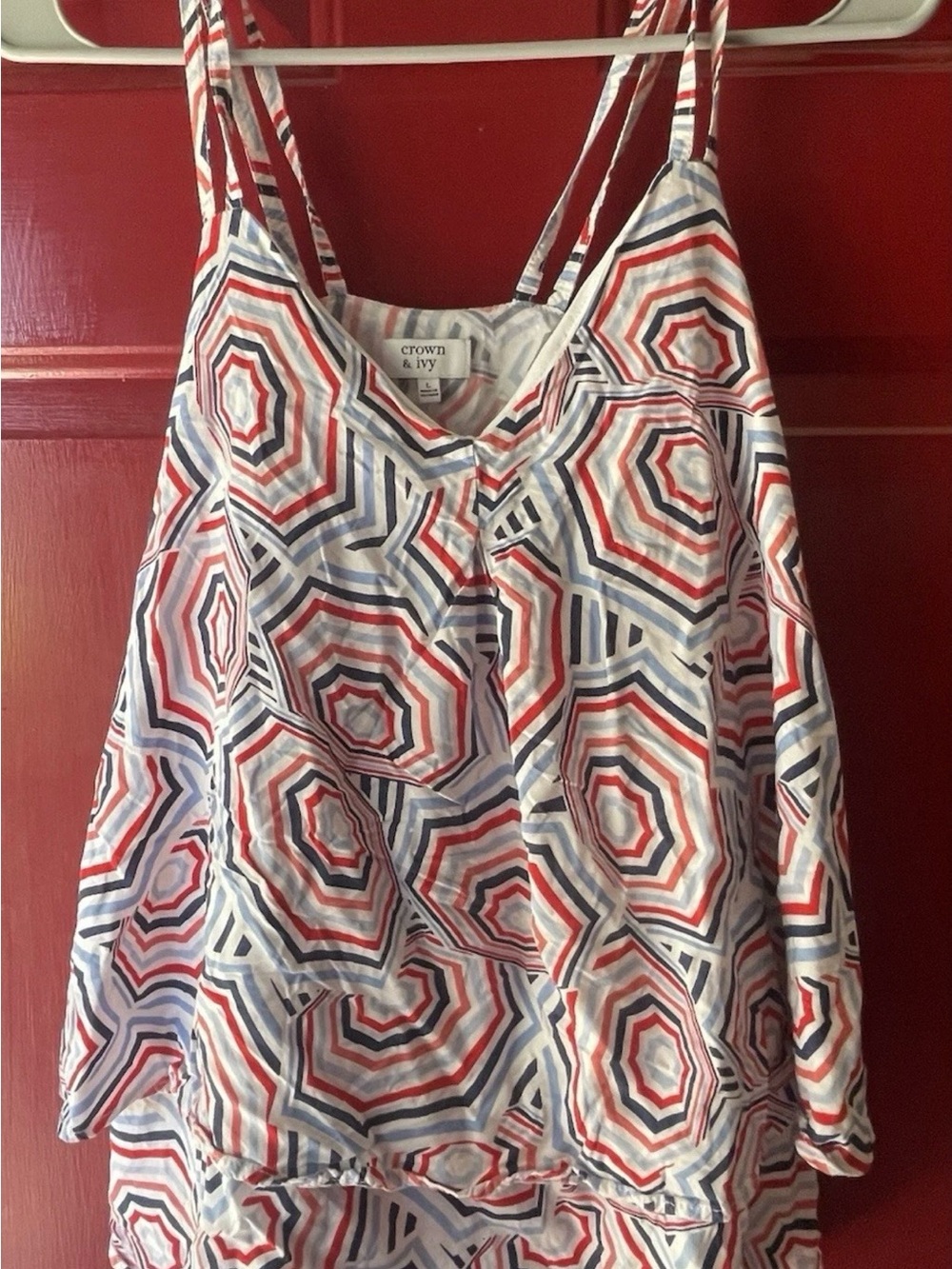 crown & ivy Red, White & Blue Geometric Strappy Camisole